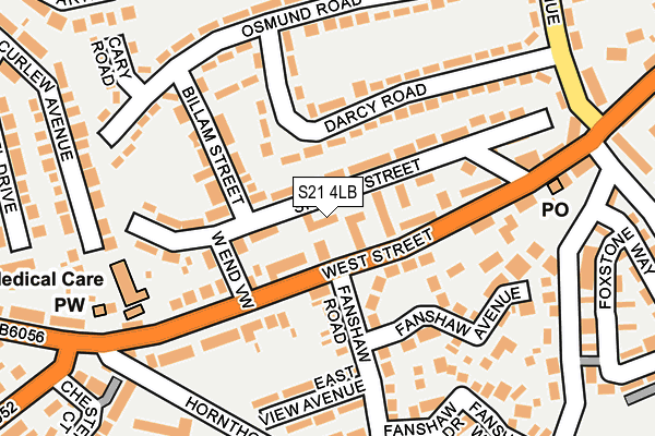 S21 4LB map - OS OpenMap – Local (Ordnance Survey)