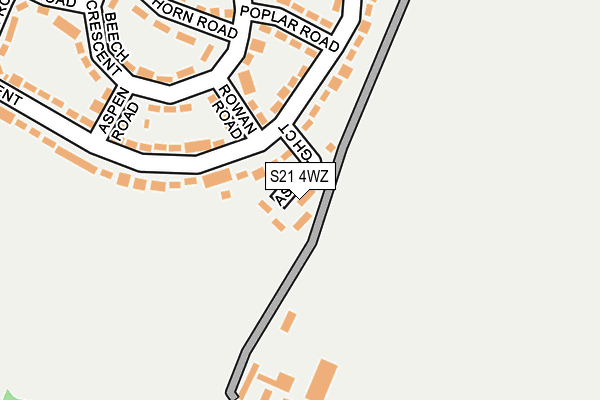 S21 4WZ map - OS OpenMap – Local (Ordnance Survey)