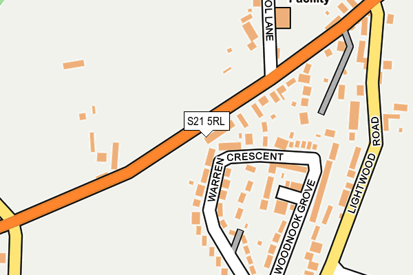 S21 5RL map - OS OpenMap – Local (Ordnance Survey)