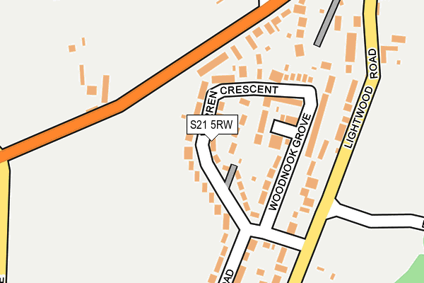 S21 5RW map - OS OpenMap – Local (Ordnance Survey)