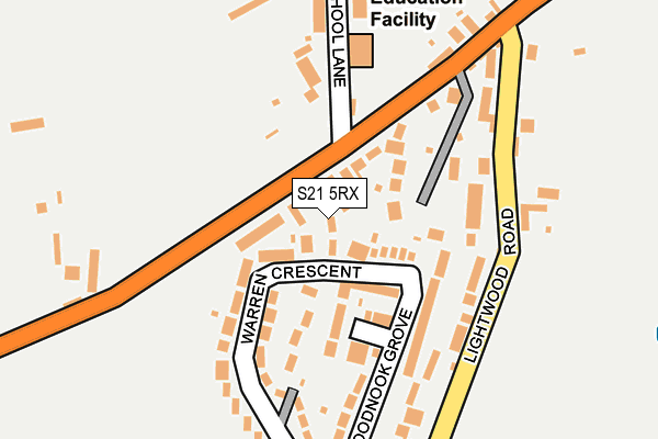 S21 5RX map - OS OpenMap – Local (Ordnance Survey)