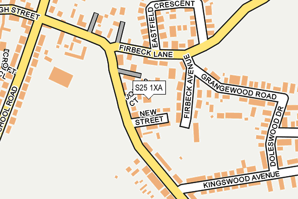 S25 1XA map - OS OpenMap – Local (Ordnance Survey)