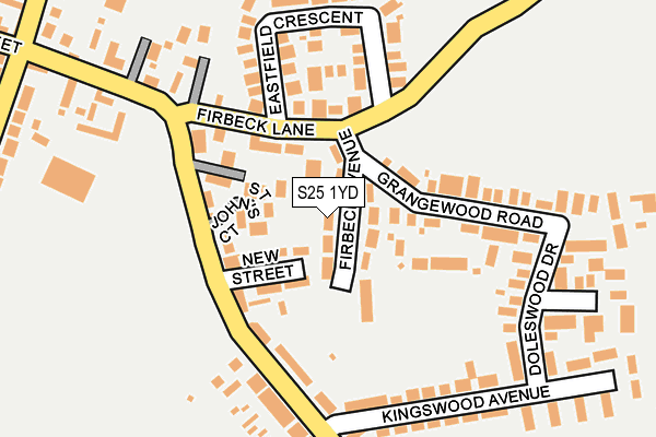 S25 1YD map - OS OpenMap – Local (Ordnance Survey)
