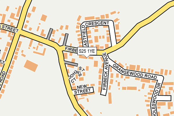 S25 1YE map - OS OpenMap – Local (Ordnance Survey)