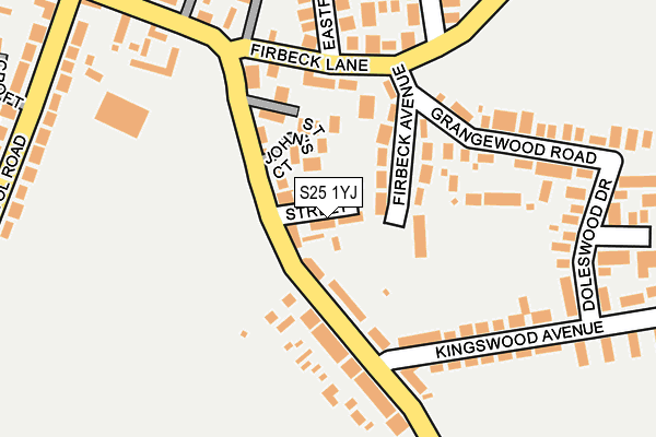 S25 1YJ map - OS OpenMap – Local (Ordnance Survey)