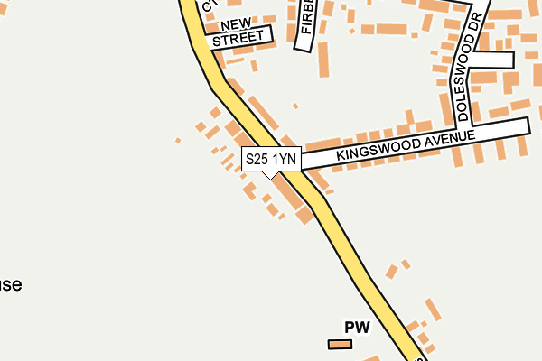 S25 1YN map - OS OpenMap – Local (Ordnance Survey)
