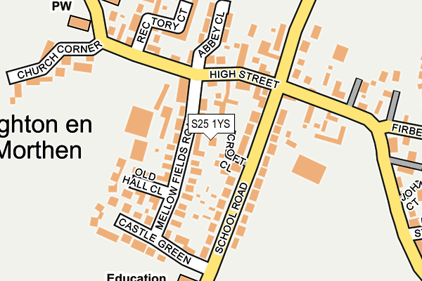 S25 1YS map - OS OpenMap – Local (Ordnance Survey)