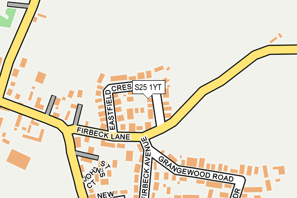 S25 1YT map - OS OpenMap – Local (Ordnance Survey)