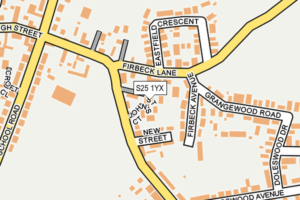 S25 1YX map - OS OpenMap – Local (Ordnance Survey)