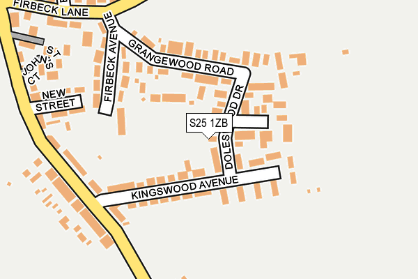 S25 1ZB map - OS OpenMap – Local (Ordnance Survey)