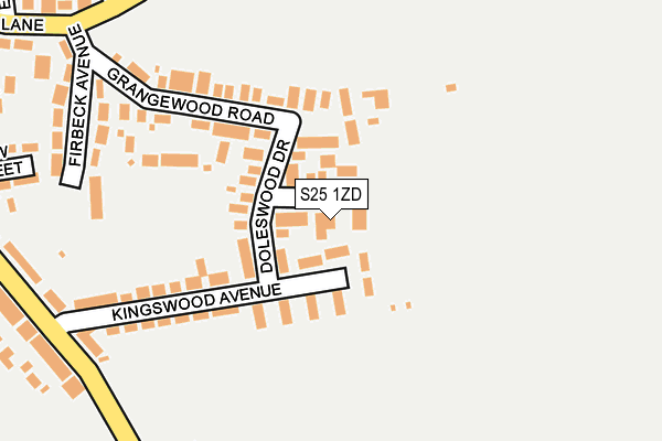 S25 1ZD map - OS OpenMap – Local (Ordnance Survey)