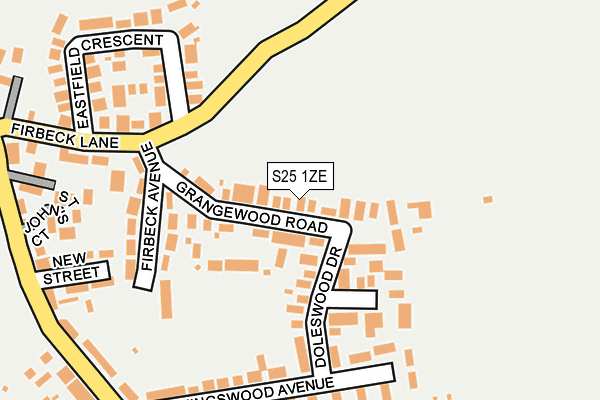 S25 1ZE map - OS OpenMap – Local (Ordnance Survey)