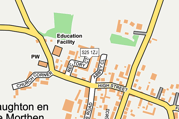 S25 1ZJ map - OS OpenMap – Local (Ordnance Survey)
