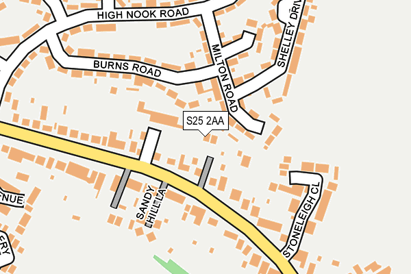 S25 2AA map - OS OpenMap – Local (Ordnance Survey)