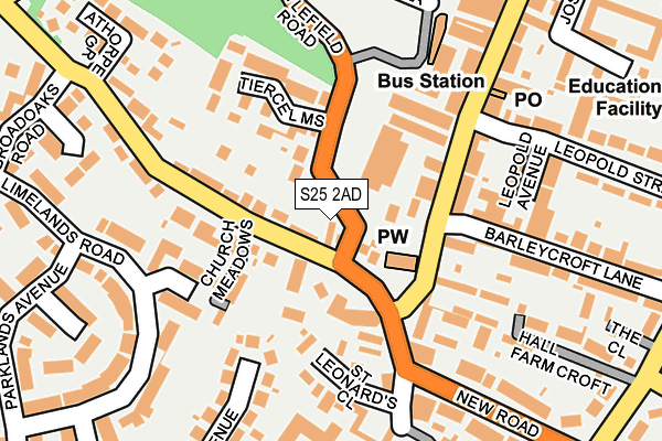 S25 2AD map - OS OpenMap – Local (Ordnance Survey)