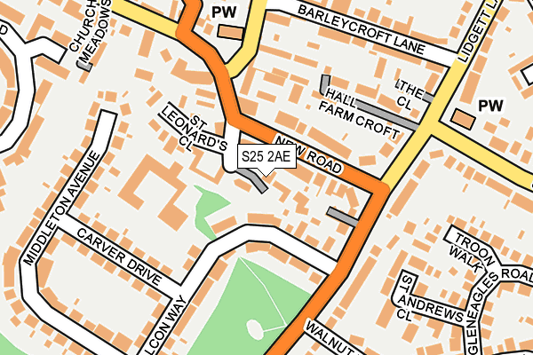 S25 2AE map - OS OpenMap – Local (Ordnance Survey)