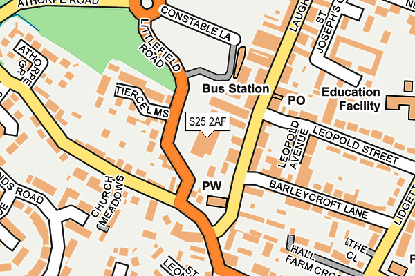 S25 2AF map - OS OpenMap – Local (Ordnance Survey)