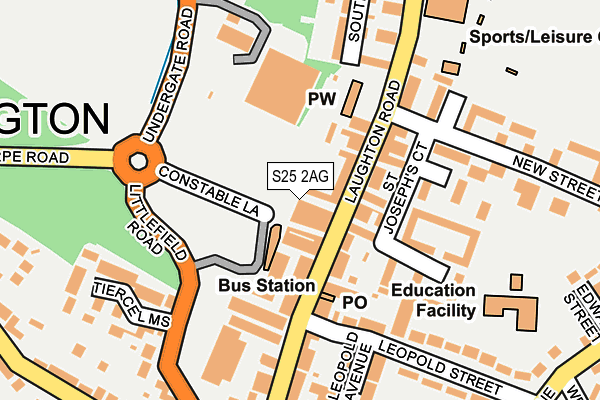S25 2AG map - OS OpenMap – Local (Ordnance Survey)