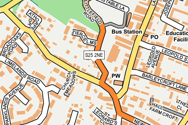 S25 2NE map - OS OpenMap – Local (Ordnance Survey)