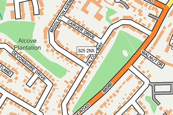 S25 2NX map - OS OpenMap – Local (Ordnance Survey)