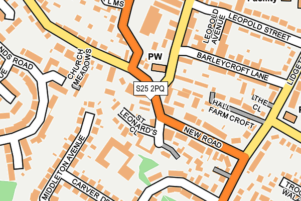 S25 2PQ map - OS OpenMap – Local (Ordnance Survey)