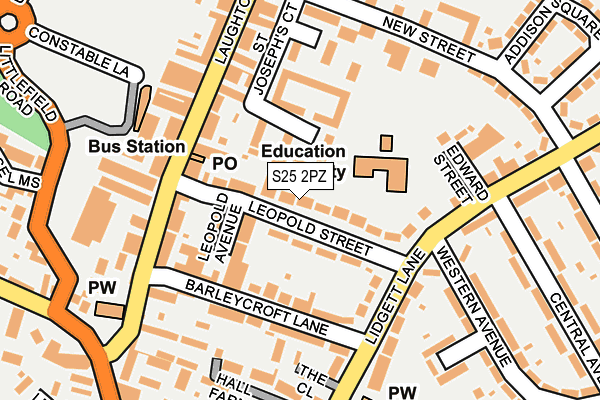 S25 2PZ map - OS OpenMap – Local (Ordnance Survey)