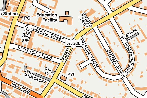 S25 2QB map - OS OpenMap – Local (Ordnance Survey)