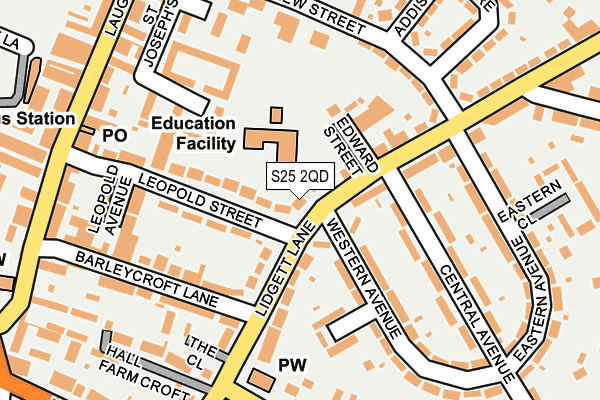 S25 2QD map - OS OpenMap – Local (Ordnance Survey)