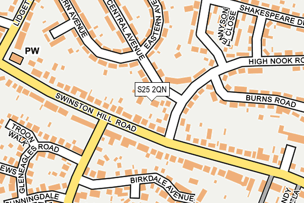 S25 2QN map - OS OpenMap – Local (Ordnance Survey)