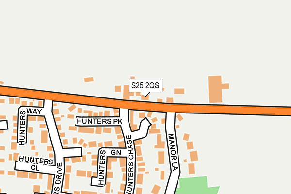 S25 2QS map - OS OpenMap – Local (Ordnance Survey)