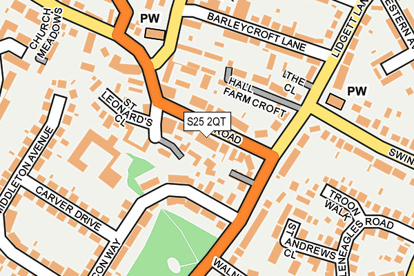 S25 2QT map - OS OpenMap – Local (Ordnance Survey)
