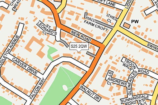 S25 2QW map - OS OpenMap – Local (Ordnance Survey)