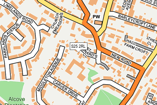 S25 2RL map - OS OpenMap – Local (Ordnance Survey)