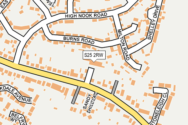 S25 2RW map - OS OpenMap – Local (Ordnance Survey)