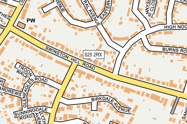 S25 2RX map - OS OpenMap – Local (Ordnance Survey)