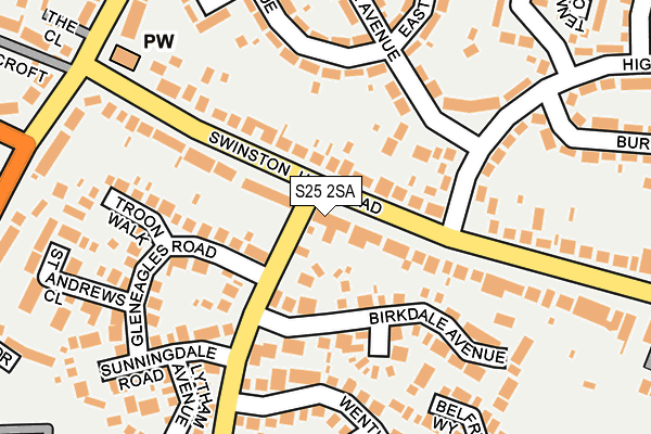 S25 2SA map - OS OpenMap – Local (Ordnance Survey)