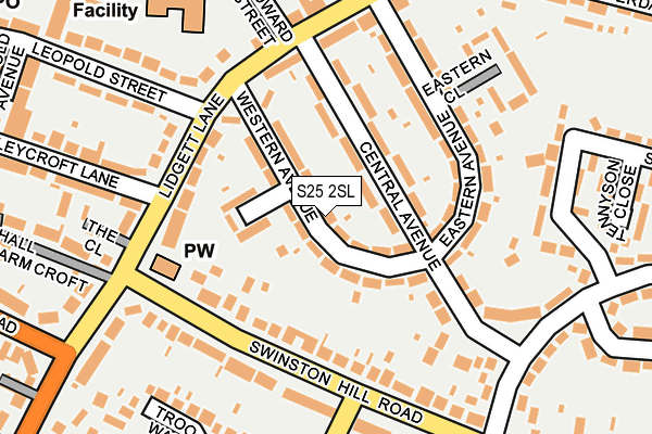 S25 2SL map - OS OpenMap – Local (Ordnance Survey)