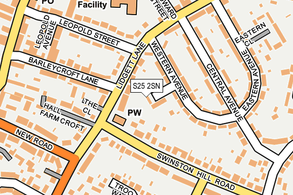 S25 2SN map - OS OpenMap – Local (Ordnance Survey)