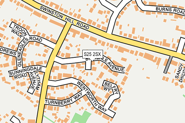 S25 2SX map - OS OpenMap – Local (Ordnance Survey)