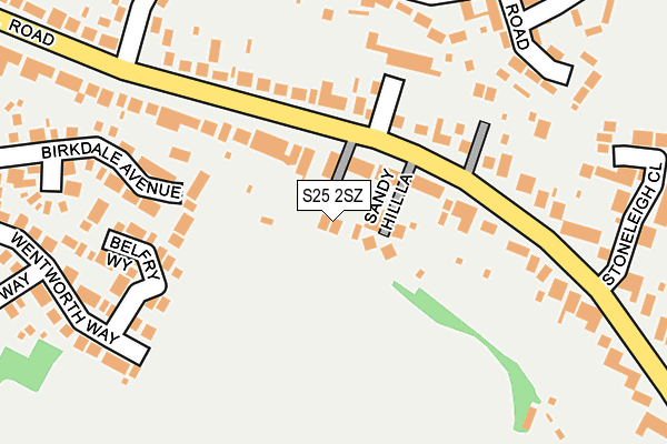 S25 2SZ map - OS OpenMap – Local (Ordnance Survey)