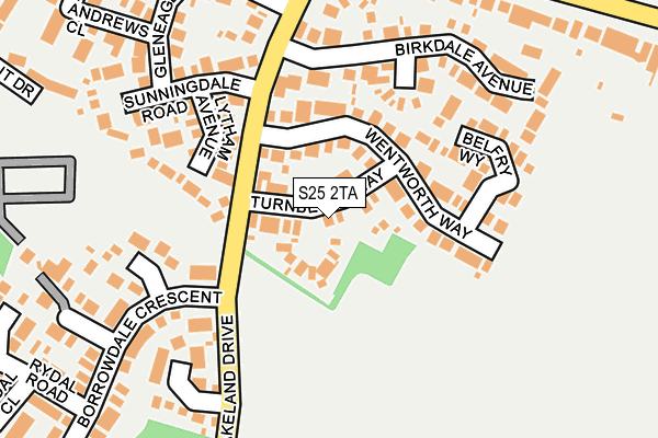 S25 2TA map - OS OpenMap – Local (Ordnance Survey)