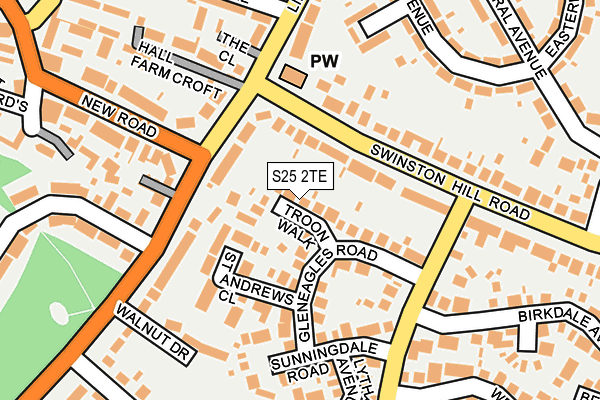 S25 2TE map - OS OpenMap – Local (Ordnance Survey)