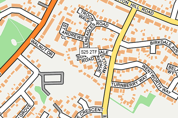 S25 2TF map - OS OpenMap – Local (Ordnance Survey)