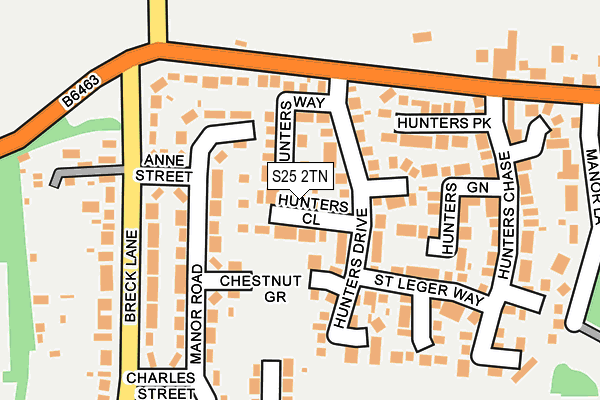 S25 2TN map - OS OpenMap – Local (Ordnance Survey)