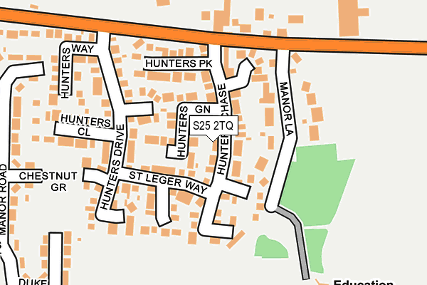 S25 2TQ map - OS OpenMap – Local (Ordnance Survey)