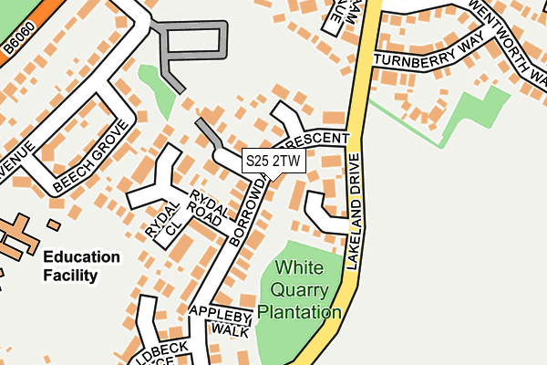 S25 2TW map - OS OpenMap – Local (Ordnance Survey)