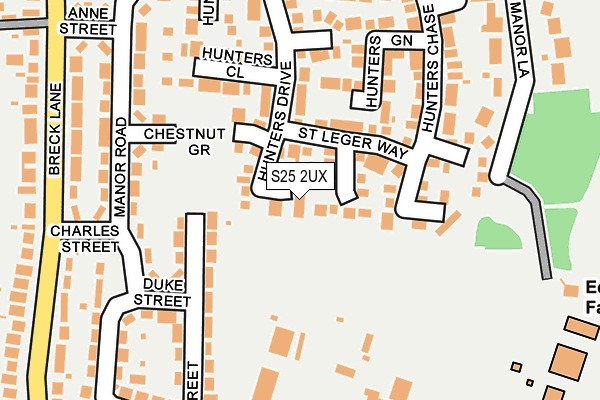 S25 2UX map - OS OpenMap – Local (Ordnance Survey)