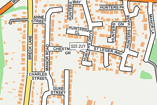 S25 2UY map - OS OpenMap – Local (Ordnance Survey)