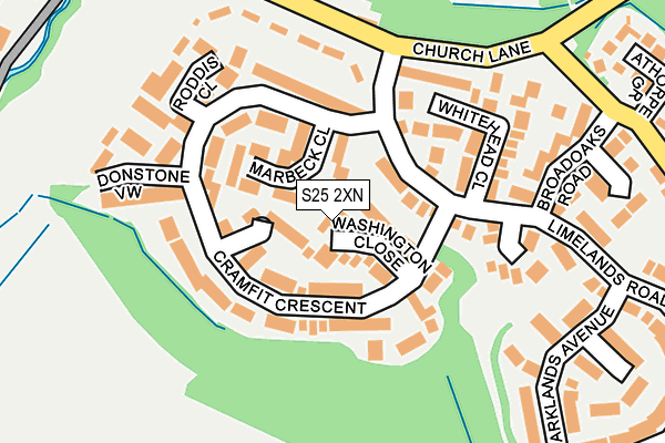 S25 2XN map - OS OpenMap – Local (Ordnance Survey)