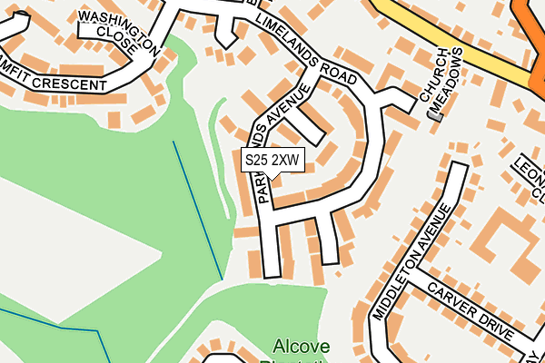 S25 2XW map - OS OpenMap – Local (Ordnance Survey)